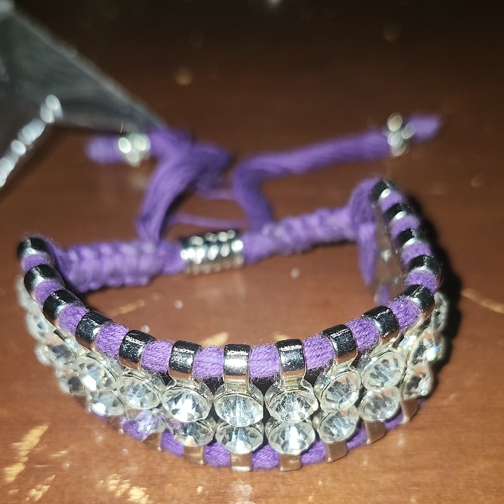 Purple and Silver Crystal Bracelet